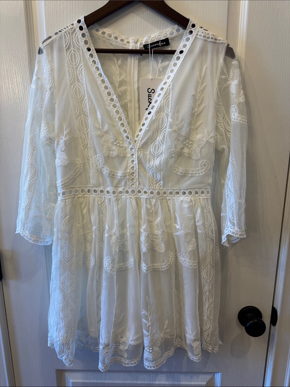 Sundress White Embroidered Mini Dress